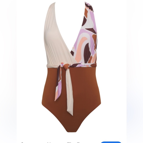 🆕 Sanctuary Nuveau Tie-Front
Plunge Swimsuit - Lion Brown - Picture 3 of 5